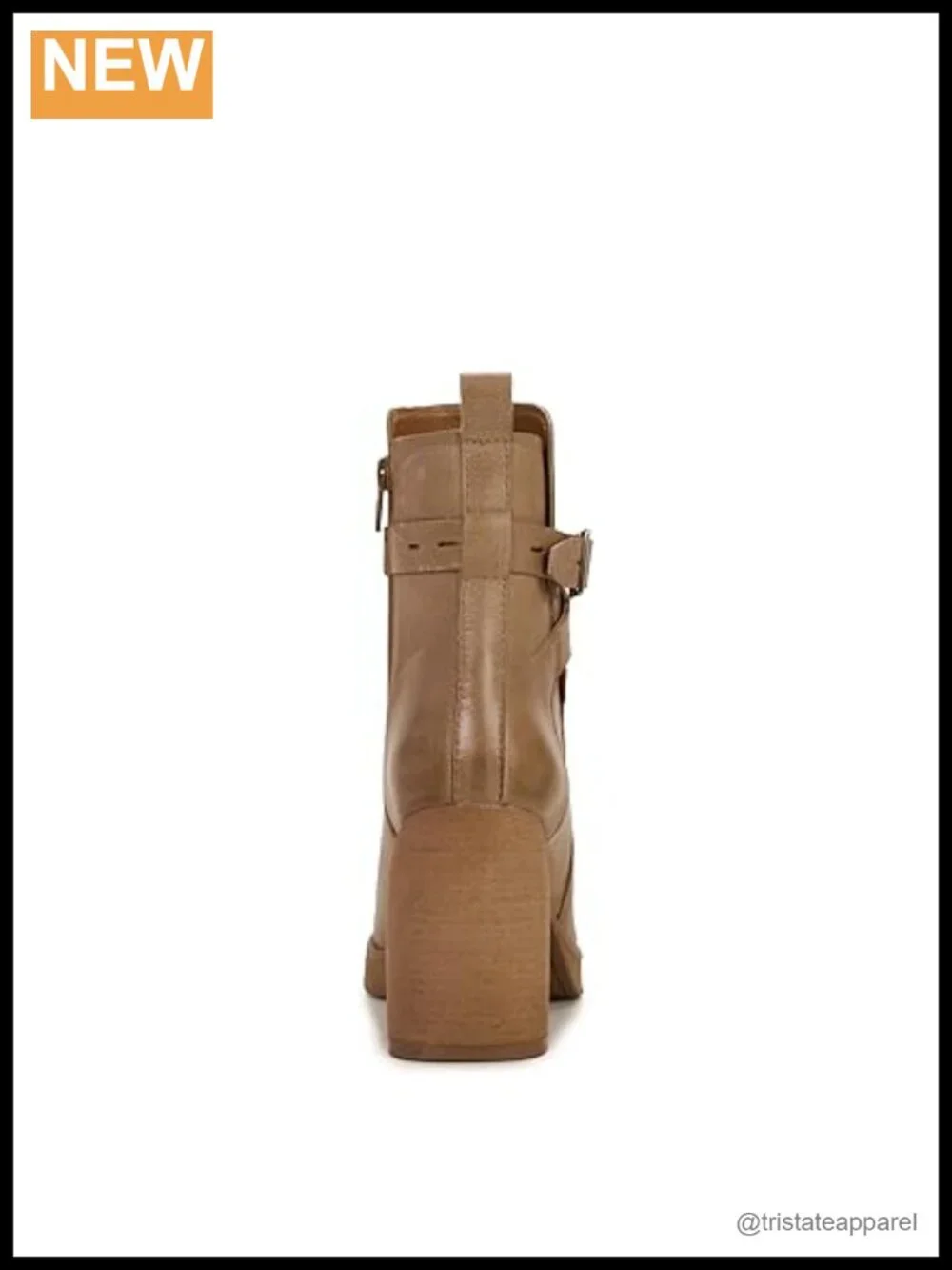 Lucky Brand Women's Leather Ankle Bootie Block Heel Almond Toe Zip Casual